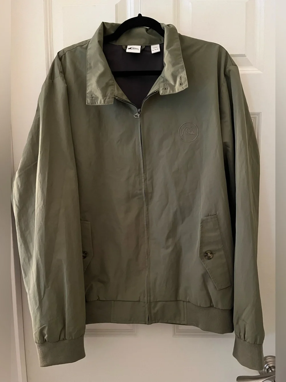 Men’s olive green Quiksilver cotton-blend Harrington jacket lightweight XL
